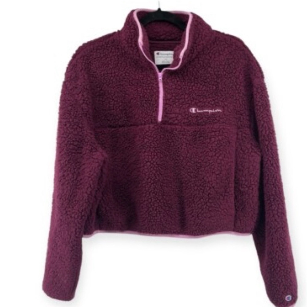 Champion Maroon Sherpa Fleece with Pink Trim